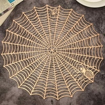 Taotanxi Halloween Spider Web Placemats- 15"" Heat Insulation Halloween Placemats Spider Web Table Mats- Hollow Out Spiderweb Coasters Placemat for Dining Table Halloween Decoration (Gold)