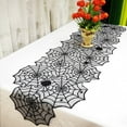 thumbnail image 1 of Taotanxi Halloween Table Runner - Black Lace Spider Web Table Runners for Halloween Decor,Vivid Polyester Spider Web Table Runner for Halloween Masquerade Party Dinner Table Decoration 18 X 72 Inch, 1 of 7