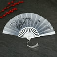thumbnail image 1 of Taotanxi Handheld Floral Folding Fans Hand Held Silk Bamboo Fans with Tassel Women Hollowed Hand Foldable Fan with Fabric Sleeve for Dancing Wedding Decoration Gifts, 1 of 6