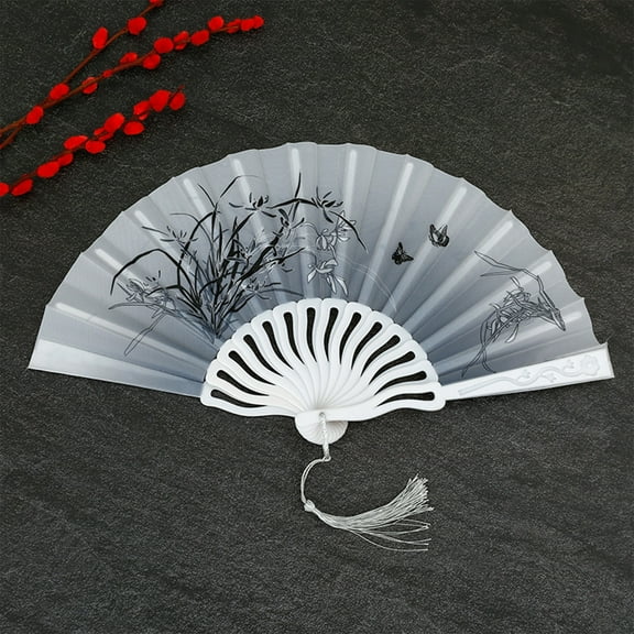 Taotanxi Handheld Floral Folding Fans Hand Held Silk Bamboo Fans with Tassel Women Hollowed Hand Foldable Fan with Fabric Sleeve for Dancing Wedding Decoration Gifts