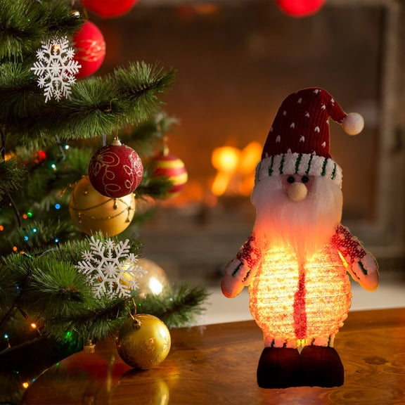 Taotanxi Handmade 28 Cm Christmas Decorations Light-Up Santa Claus Snowman Moose Figurine Ornament For Table Fireplace Decorations Christmas Standing Figurines Dolls For Holiday Decorations