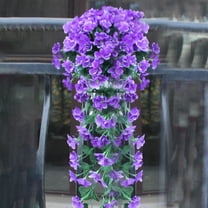 Taotanxi Hanging Flowers Violet Flower Basket, Artificial Wall Wisteria Vine Flowers Garland Fake Silk Orchid Simulation Plant Vine Wedding Home Wall Traling Garden Floral Decoration (Purple),12*33"