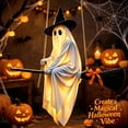 thumbnail image 1 of Taotanxi Hanging Ghost Decor(5Ft),Early Halloween Decorations Light-Up Flying Ghost on Broomstick with Witch Hat, Witch Broom, Spooky Cute Outdoor Halloween Decorations for Front Porch Yard Tree, 1 of 8