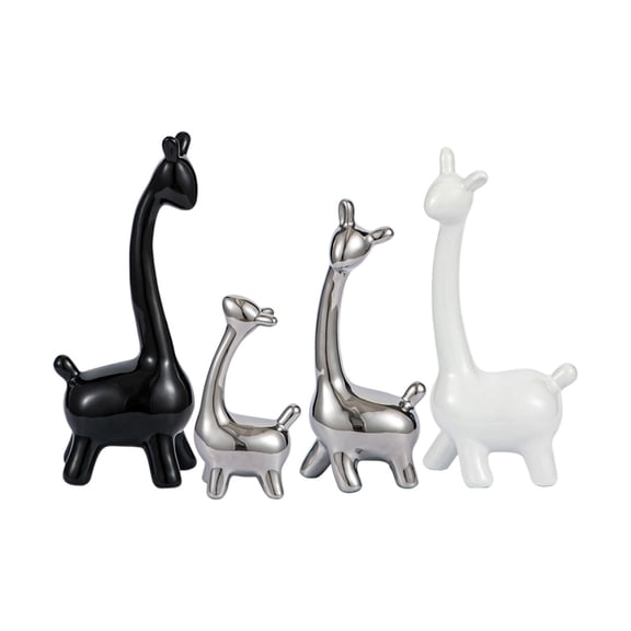 Taotanxi Heartwarming 4-Piece Ceramic Giraffe Family Statue Set - Modern Tabletop Decor for Living Room, TV Stand, Entryway & Shelf | Elegant Home Décor with Abstract Giraffe Sculpture Art