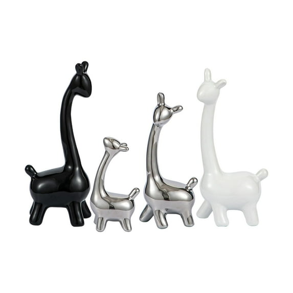 Taotanxi Heartwarming 4-Piece Ceramic Giraffe Family Statue Set - Modern Tabletop Decor for Living Room, TV Stand, Entryway & Shelf | Elegant Home Décor with Abstract Giraffe Sculpture Art