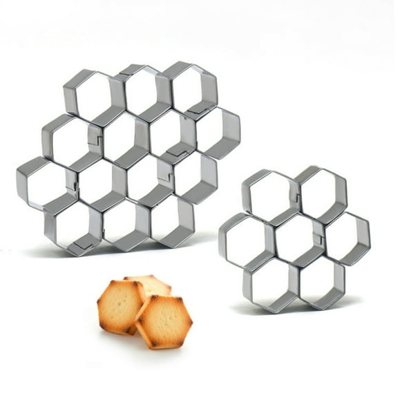 Taotanxi Hexagon Cookie Cutter - Geometric Multicutter- Football Cake Fondant Cutter - 14 Cavity,Hexagon Biscuit Cutters,Novel Creative Cake Decorating