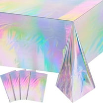 Taotanxi Holographic Foil Tablecloth 54x108 Inch - Mermaid Theme Party Decor for Kids Birthday, Baby Shower & Bachelorette Events - Disposable Cover