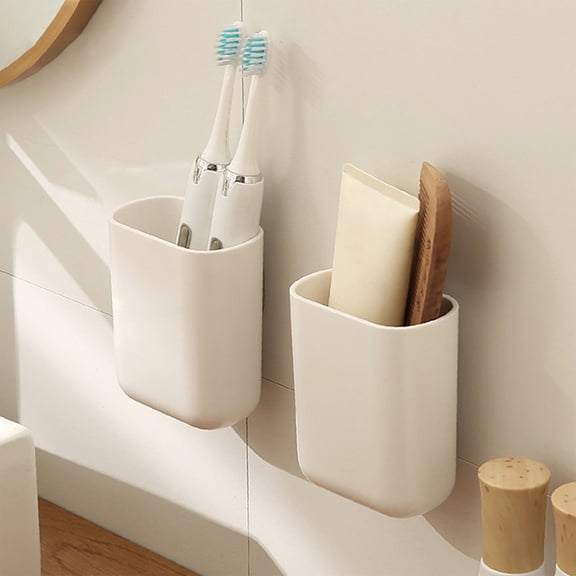 Taotanxi Household Storage Box Comb Makeup Brush Storage Bucket Bathroom No Drilling Wall Mounted Tooth Brushing Paste Storage Rack