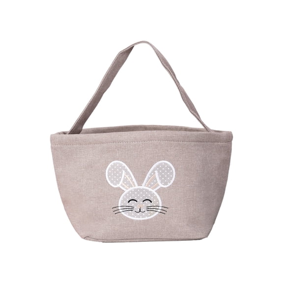 Taotanxi Easter Baskets Bunny Bags Burlap Rabbit Tote Bags Pink for Eggs Hunt Kids Toddler Boys Girls(Brown)