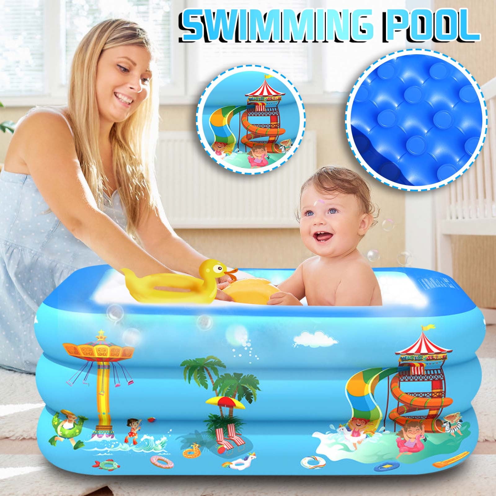 Taotanxi Inflatable Kiddie Pool, 51" X 33" X 21" Higher Kids Swimming Pool for Indoor Or Outdoor, Ocean World Inflatable Bathtub With Inflatable Soft Floor, Ball Pit Pool