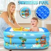 Taotanxi Inflatable Kiddie Pool, 51 X 33 X 21 Higher Kids Swimming Pool for Indoor Or Outdoor, Ocean World Inflatable Bathtub With Inflatable Soft Floor, Ball Pit Pool