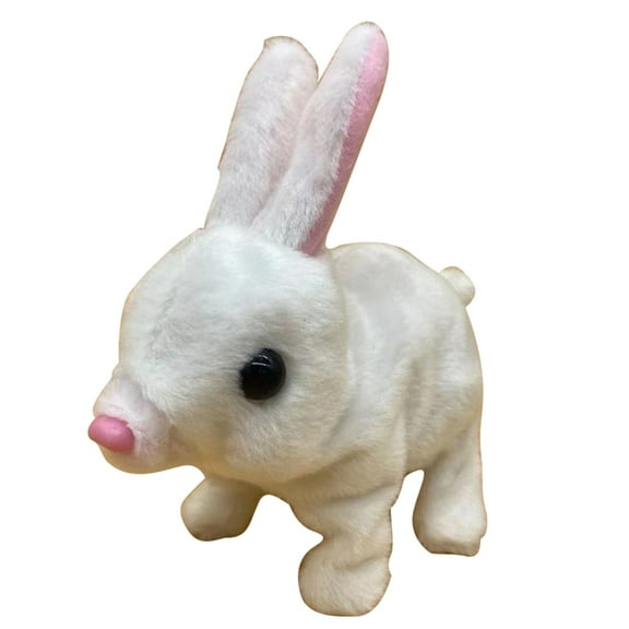 Taotanxi Interactive Rabbit Toys Plush Stuffed Walking Bunny Toys with Sounds and Movements Hopping Robotic Easter Gift Present for Birthday, White, 6''