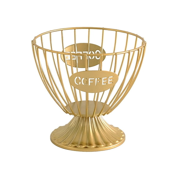 Taotanxi K Cup Holder and Pod Storage Organizer for Counter - Metal Basket for Keuring Pods, Coffee Bar Decor, Capsule and Creamer Organizer - Gold