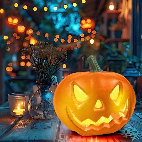 Taotanxi LED Halloween Pumpkin Light Lamp - Battery Operated Jack-o-Lantern Decor with Spooky Glow for Indoor/Outdoor Home Party Horror Props