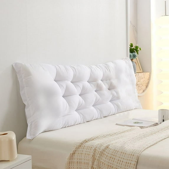 Taotanxi Large Headboard Pillow with Head Roll Pillow, Backrest Positioning Support Bed Bolster Rest Reading Pillow (White, King:47x20 Inches)
