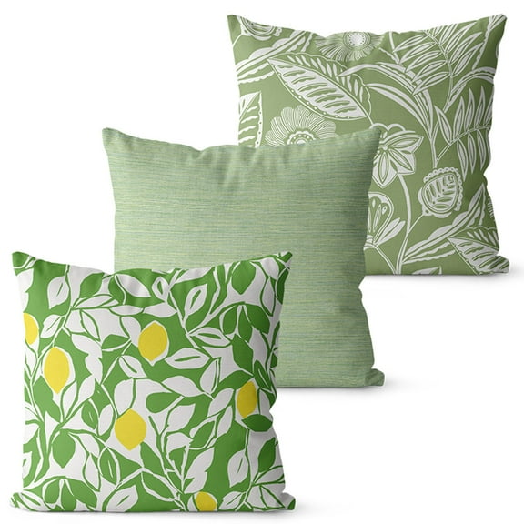 Taotanxi Lemon Cotton Linen Throw Pillow Case Fruits and Leaves Floral Pillow Cushion Covers Home Sofa Decorative 18 X 18 Inch