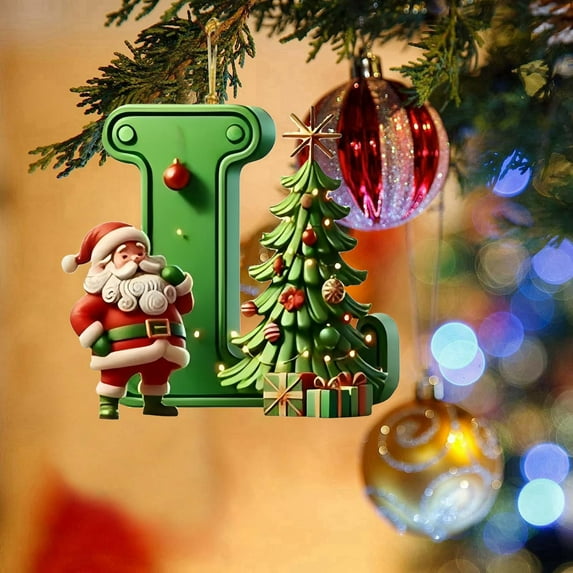 Taotanxi Letter Pendant Vibrant Christmas Pendant with English Letters DIY Xmas Decor Ornament for 2026 New Year Acrylic Design (L)