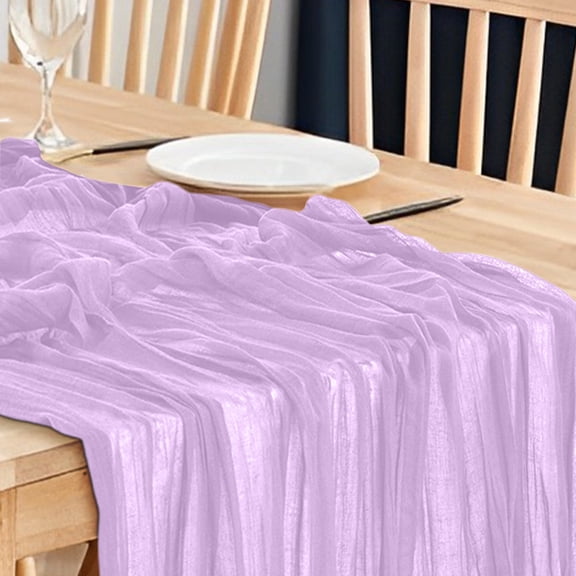 Taotanxi Light Purple Cheesecloth Table Runner Summer Boho Rustic Gauze 35x71inch Cheese Cloth Runner for Wedding Party Baby Shower Birthday Home Decor Holiday Decorations