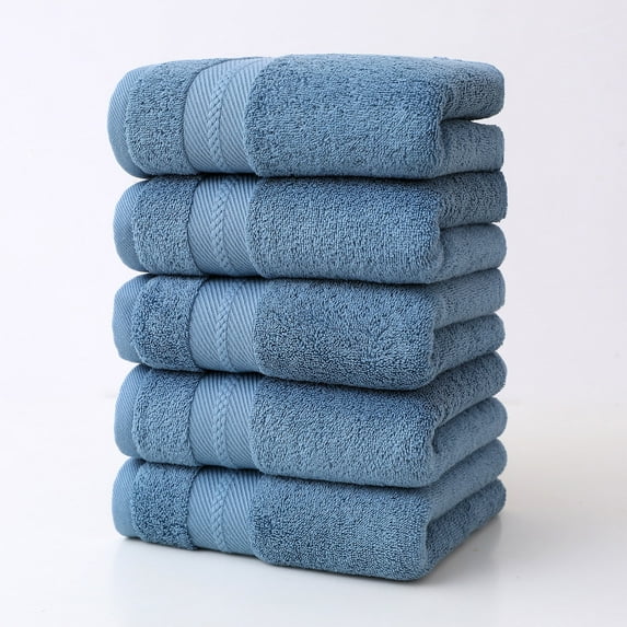 Taotanxi Luxury Light Blue Hand Towels - Soft 100% Cotton | Highly Absorbent Hotel spa Bathroom Towel Collection | 14x28 Inch | Set of 5