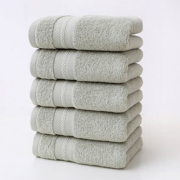 Taotanxi Luxury Light Green Hand Towels - Soft 100% Cotton | Highly Absorbent Hotel spa Bathroom Towel Collection | 14x28 Inch | Set of 5