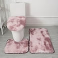 thumbnail image 1 of Taotanxi Memory Foam Bath Mat Setfor 3,Non-Slip Bathroom Rug, Contour Mat & Toilet Seat Cover, Machine Washable, Pink Purple Gradient, 1 of 2