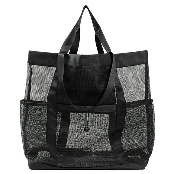 Taotanxi Mesh Beach Bag, Large Beach Tote with Zipper Pocket for Family Pool Bag for Toys & Vacation Essentials