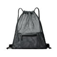 thumbnail image 1 of Taotanxi Mesh Drawstring Backpack Bag, Multifunction Mesh Bag for Swimming, Athletic Gym, Clothes, Beach, Swim (Black), 1 of 6