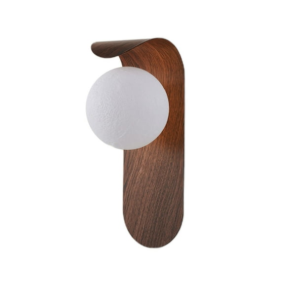 Taotanxi Mid Century Wall Sconce Walnut Texture Glass Globe Wall Lighting Wood Industrial Farmhouse Wall Light Bedside Indoor Retro Industrial Wall Mounted Lamp for Living Room Bedroom Bathroom