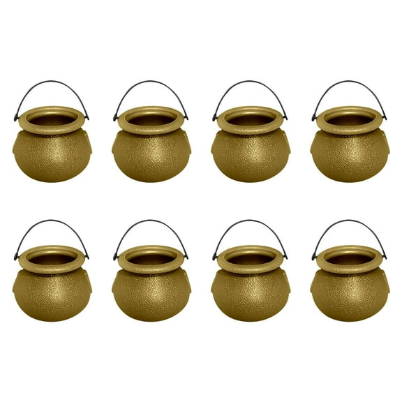 Taotanxi Mini Cauldron Kettles Novelty Candy Kettles for St Patrick Decoration, Pot of Gold Cauldron, Halloween Gold Cauldrons Candy Holder, Cauldron Pot Party Favors (8 Pack)