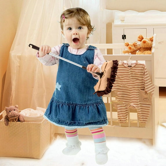 Taotanxi Mini Microfiber Chenille Cartoon Flat Dust Mop for Children,Detachable,360 Degree Rotation, Extension-Type (Brown)