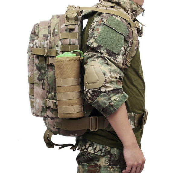 Taotanxi Molle Water Bottle Holder for Backpack, Tactical Water Bottle Holder for 18 24 32 36 48 Oz Water Bottle, Drawstring Molle Pouches Can Attach To Backpack, Strap, Belt