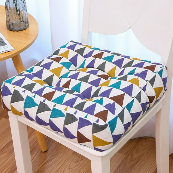 Taotanxi Natural Linen Chair Cushion With Ties For Non-Slip Stylish Solid Color Square Thick Chair Cushion For Office/Kitchen/Restaurant/Patio Chairs (17X17 Inch Colorful)