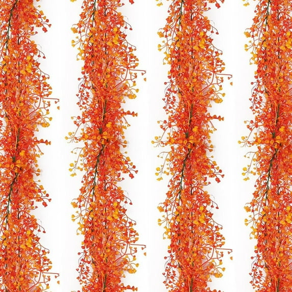 Taotanxi Orange Artificial Hanging Plants 1Pcs 5.6Ft Fake Plant Greenery Faux Ferns Leaves Ivy Garland for Halloween Thanksgiving Party Outdoor Indoor Garden Decor