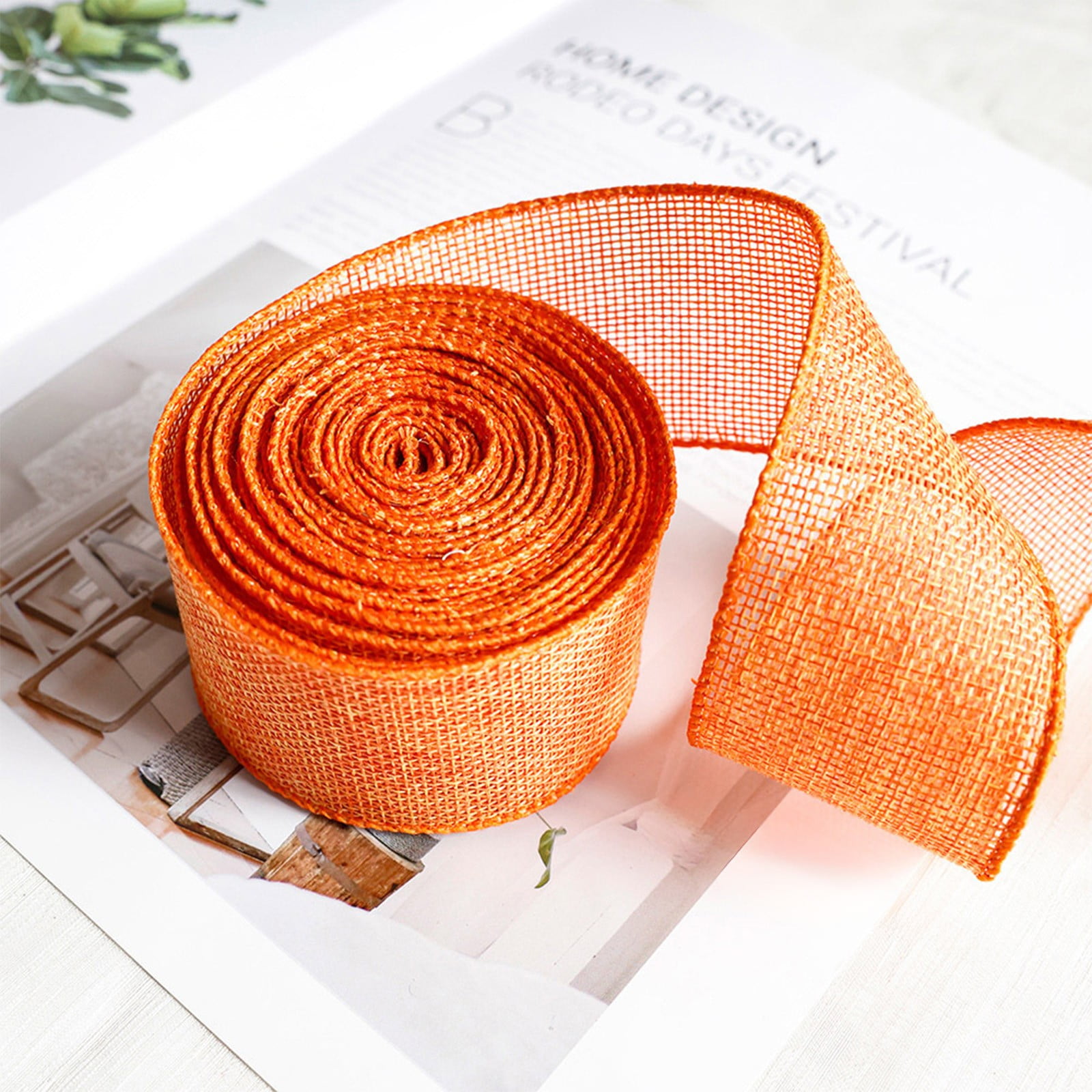 Taotanxi Orange Burlap Ribbon 1.97 Inch, Wired Ribbon With Iron Wire ...