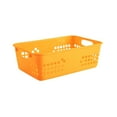 thumbnail image 1 of Taotanxi Orange Plastic Storage Baskets, 8X 5.3 X 3 Inch Large Plastic Storage Organizer Tray Bin with Handles for Classroom, Drawer, Closet, Bathroom Kitchen, 1 of 6