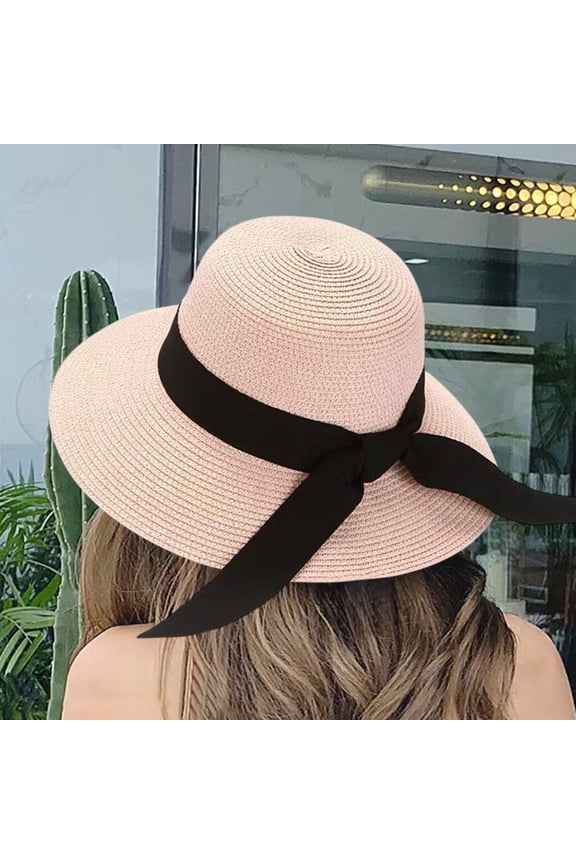 One size L Womens Straw Sun Hat,Wide Brim Large Beach Hats,UPF 50+ Floppy Summer Hat for Big Heads