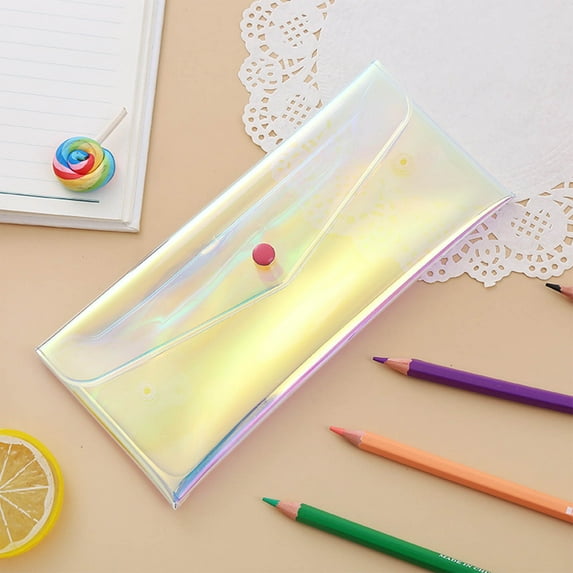 Taotanxi Pencil Cases Pen Pouch Clear Transparent Marker Pouch with Zipper, Exam Pencil Storage Bag Travel Cosmetic Makeup Bag, Stationery Toiletries Organizer,Multicolor