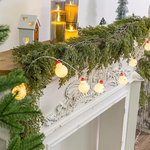 Taotanxi Pine Christmas Garland, 5Ft Greenery, Realistic Cedar Cypress for Holiday Mantel Fireplace Table Centerpiece Decor