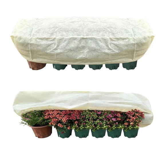 Taotanxi Plant Frost Cover, Rectangular Planter Plant Winter Frost Blanket, Plant Frost Tree Cover Bag With Zip Drawstring, Reusable Frost Fabric for Outdoor Plants (59X17.7X15.7Inch)