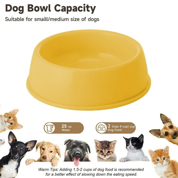 Taotanxi Plastic Dog Bowls,Food Dishes & Water Bowl for Dogs, Cats or Other Small (Yellow, Medium)
