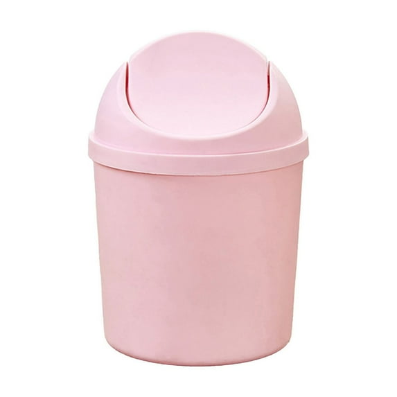 Taotanxi Plastic Mini Wastebasket Trash Can With Twist-Off Lid, Small Tabletop Trash Can for Home, Office, Kitchen, Dresser Tabletop, Bedroom, Bathroom (Pink)