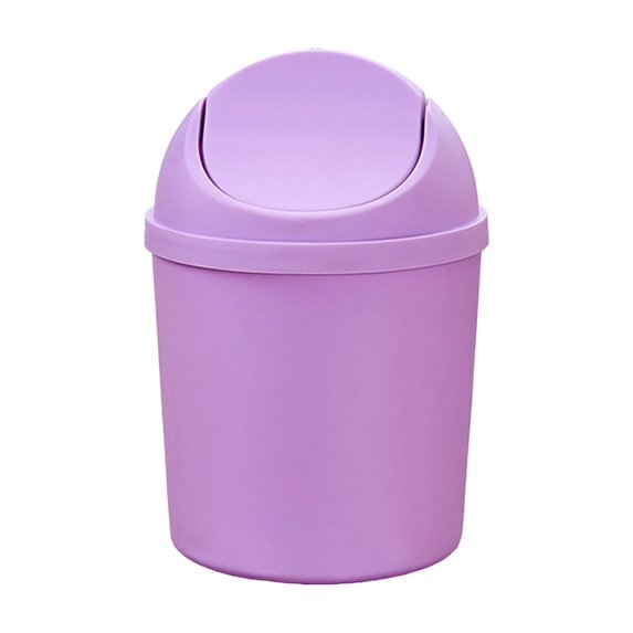 Taotanxi Plastic Mini Wastebasket Trash Can With Twist-Off Lid, Small Tabletop Trash Can for Home, Office, Kitchen, Dresser Tabletop, Bedroom, Bathroom (Purple)