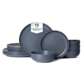 thumbnail image 1 of Taotanxi Plates and Bowls Sets, 12 Pieces Porcelain Dinnerware Set for 4 Kitchen Dinner Ware Set Ceramic Dishware Dishes Microwave and Dishwasher Safe, Blue, 1 of 7