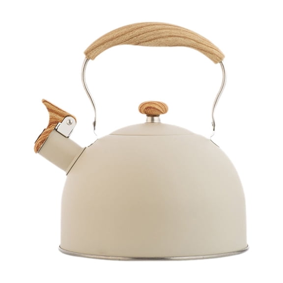 Taotanxi Pot Kettle Series | Portable Durable Bushcraft Gear Open Fire Kettle | Sus304 Stainless Steel (Chiming Kettle 2.5Lkettle) Beige Rattling Kettle Woodgrain Handle