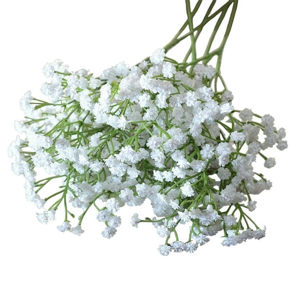 Taotanxi Preserved Baby's Breath 2 Bunches, Artificial Flowers Decorative for Vase Arrangements Home Decoration Photo Props Parties and Weddings, D-IY Decor-White