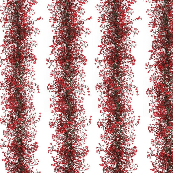 Taotanxi Red Artificial Hanging Plants 1Pcs 5.6Ft Fake Plant Greenery Faux Ferns Leaves Ivy Garland for Halloween Thanksgiving Party Outdoor Indoor Garden Decor