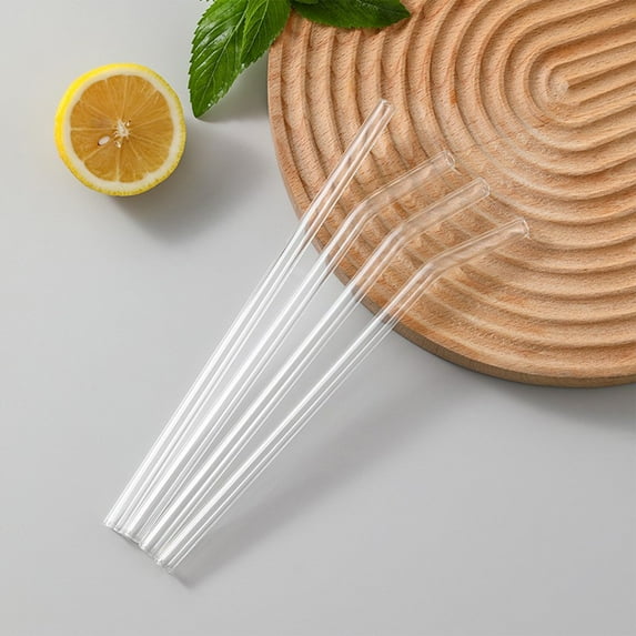 Taotanxi Reusable Glass Straw-Transparent,Size 8''X10 Mm,Including 2 Straight And 1 Bent With 1Cleaning Brush- Perfect For Smoothies, Tea, Juice-Clear