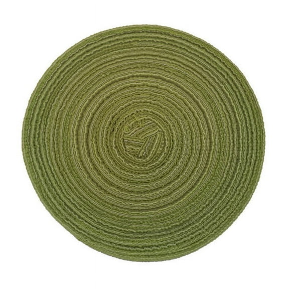 Taotanxi Round Braided Placemats Washable Table Placemats Cotton Polyester Place Mats 7 inch Circle Table Mats for Holiday Party (Green)