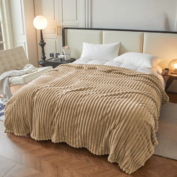 Taotanxi Ruched Throw, 39"x59" Fleece Blanket, Soft Lightweight, Bed Blankets for Bed, Throw, Khaki