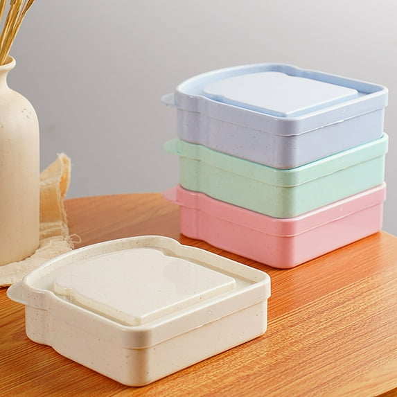Taotanxi Sandwich Containers Sandwich Box with Lid Food Storage Container for Lunch, Dishwasher and Microwave Safe,lastic Toast Shape Sandwich Holder,Beige